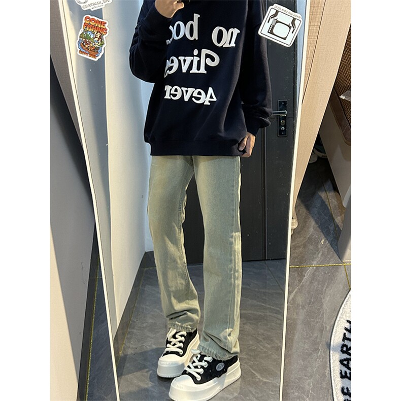 B221美式ins高街小众百搭纯色微喇牛仔裤LK22087-P55控78,男装牛仔裤,电商B221