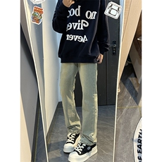 B221美式ins高街小众百搭纯色微喇牛仔裤LK22087-P55控78，男装牛仔裤，电商B221