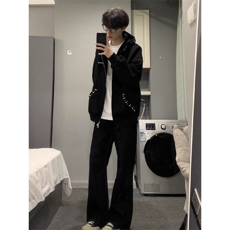 纯棉钉珠刺绣双拉链卫衣ZW0133-常规特批50加绒特批55,男装卫衣,星座313A(原308A-2)