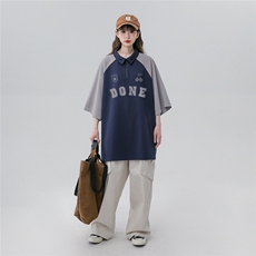中性风23新款夏季时尚百搭翻领印花宽松潮流短袖T恤DT464P45控68，男装T恤，A247A