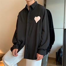 长袖衬衫男港风日系韩版潮流衬衣爱心会变色C640P38，男装衬衫，星座1116-2