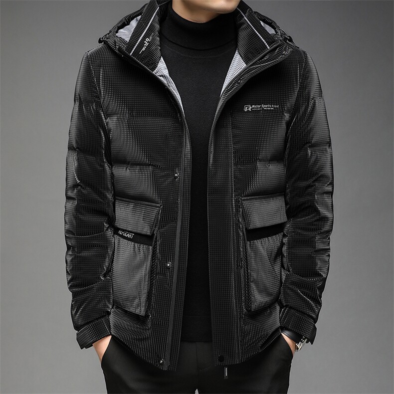 新款羽绒服男连帽冬季中年男士保暖休闲90白鸭绒外套DS2156-P255图片