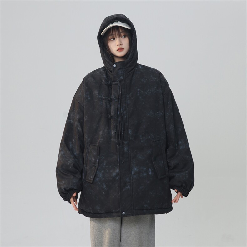 加绒加厚盘扣棉衣男女棉服新中式连帽面包服棉袄外套【G1616-P95,男装棉衣,星座207
