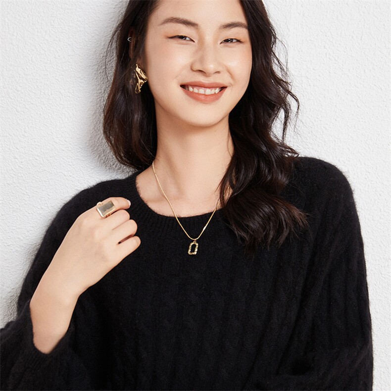 秋冬季新款麻花圆领套头毛衣女宽松显瘦长袖35%羊绒衫,女装羊绒衫,兰皓羊绒