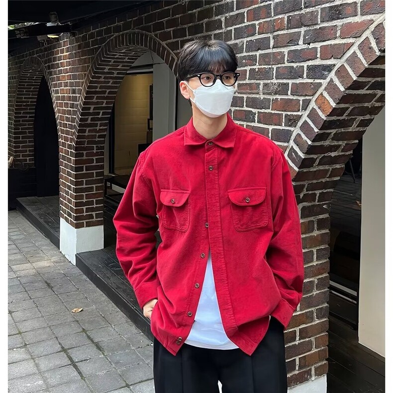 K392-P42春秋新款长袖宽松牛仔衬衫男秋季衬衣外套洋气外穿显瘦，男装衬衫，电商B323A