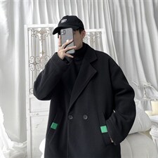 N6138/P85秋冬款西服双排扣毛呢大衣男宽松大码呢料夹克外套呢子，男装夹克，电商A141