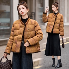 新中式G风羽绒服女2025冬新款今年流行水貂毛短款外套，女装羽绒服，伊仟回