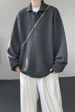 高级感POLO毛衣外套男慵懒风纯色针织衫美式百搭上衣MY1231特P50，男装针织衫/毛衣，电商D206-1