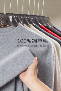 绵羊毛针织衫2025新款纯色打底衫时尚百搭长袖潮牌线衣潮流男装图片
