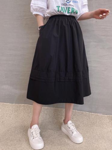 XL9912春夏2021港风设计款压褶A字裙复古百搭松半身裙图片
