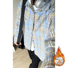 秋冬格子大码宽松加绒长袖衬衫外套C2170-特P24/CJ9734-特P40，男装衬衫，电商A007
