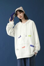 7XL-M 2023秋季新款慵懒连帽卫衣男女无性别中性风上衣加肥加大码图片
