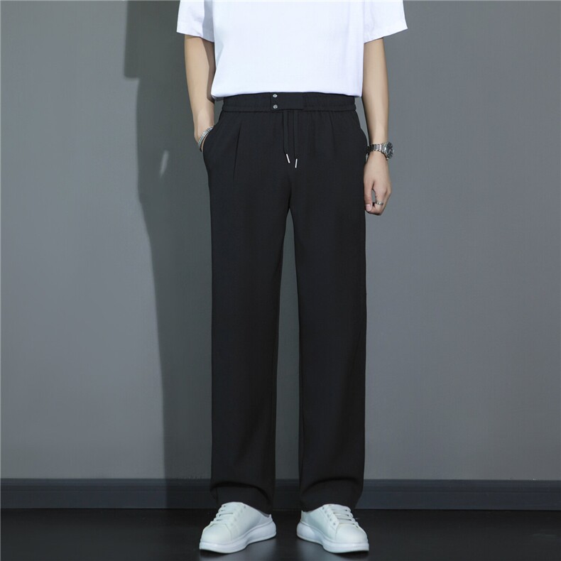 轻熟风系绳纯色西装裤男垂感直筒宽松长裤男小西裤男潮，男装西裤，星座410-7