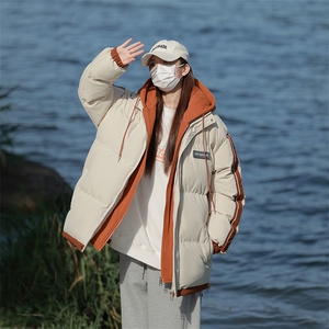 港风潮牌新款织带连帽棉服潮流保暖棉衣M082-P100控139图片
