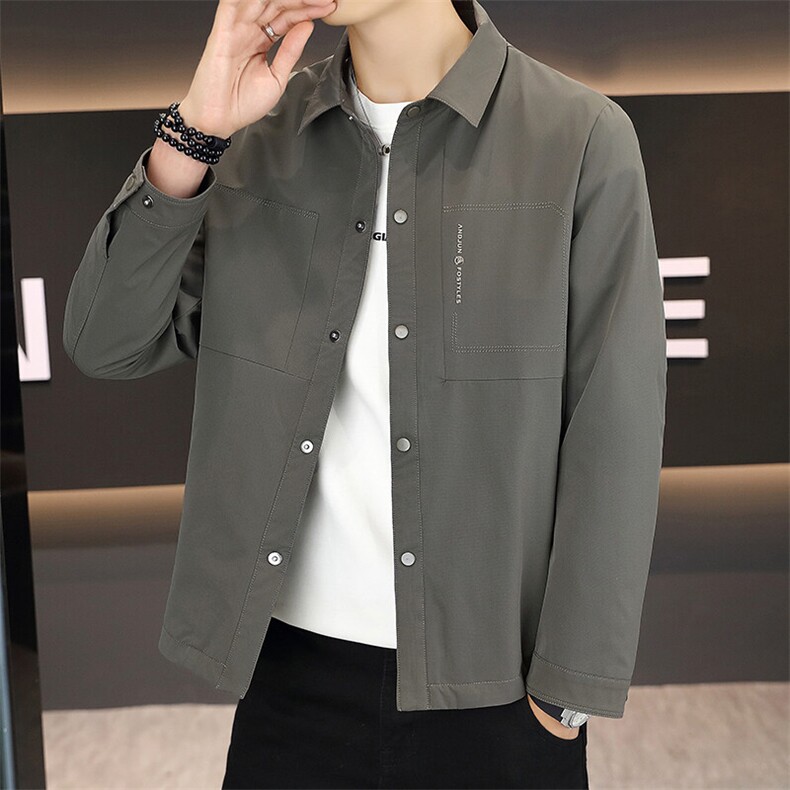 高端翻领男士夹克衫春秋季外套2025新款秋冬装百搭休闲商务男款厚，男装夹克，电商B212（原钱塘6029）