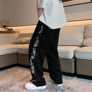 腰果花小众设计感hiphop裤子男直筒oversize排扣裤夏季 K744-P35图片