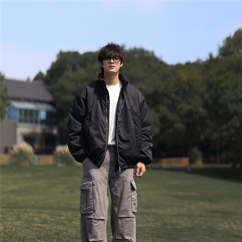 情侣棉服男女ins港风2025新款小众立领设计感宽松棉衣面包服外套,男装棉衣,星座506A