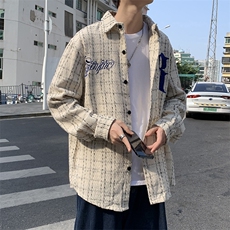 格子衬衫男长袖春秋ins潮牌痞帅小香风外套美式刺绣夹克JK119-P45，男装夹克，星座1008