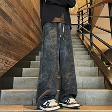A316-1-K1243特P4065秋季2025新款扎染脏脏抽绳直筒裤卫裤，男装休闲裤，星座906（原电商a316-1）