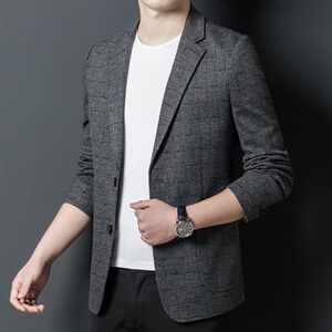 夹克男春秋季商务休闲宽松西服薄款中年男士平驳领外套西装潮,男装西服,电商B212（原钱塘6029）