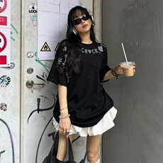 万针全刺绣工艺抖音得物高品质260克重磅纯棉双纱美式高街短袖T恤，男装T恤，电商A486