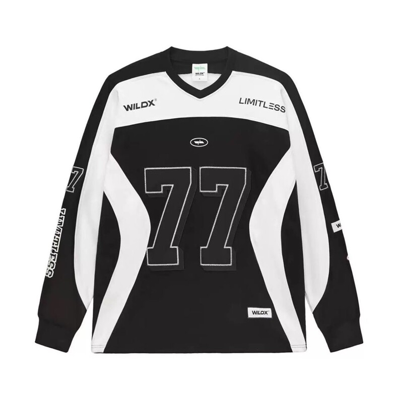秋冬季新品77号美式复古街头冰球服长袖拼接宽松卫衣WYS01P36,男装卫衣,星座1013-5