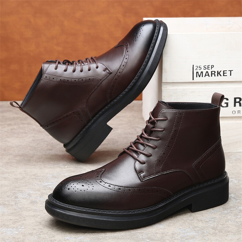 X4288-155冬季新款厚底加绒6孔英伦风潮流马丁靴短靴男士皮靴,男鞋马丁靴,星座1407-3