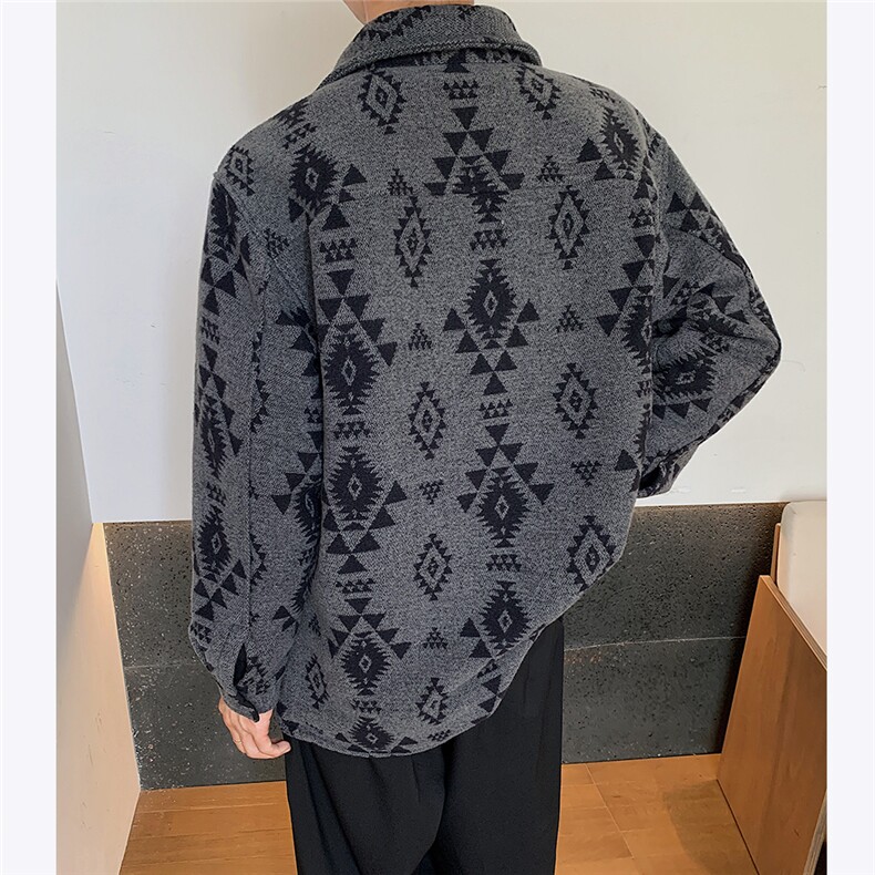 主推美式复古提花水洗仿羊毛翻领夹克外套男百搭休闲上衣P110,男装夹克,电商C306-1