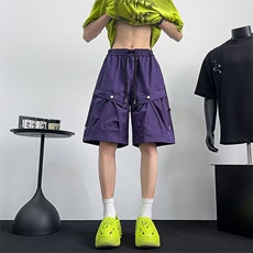大口袋工装短裤男生宽松夏季阔腿透气凉感休闲五分裤1107P34，男装牛仔裤，星座410-2