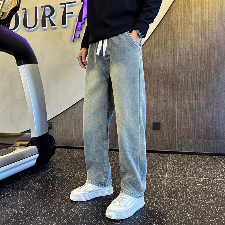 加绒牛仔裤秋冬新款男士直筒弯刀裤牛仔长裤直筒裤901N39加绒P68,男装牛仔裤,星座901