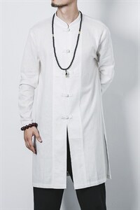 风大码棉麻衬衣男士休闲长款盘扣衬衫男装复古唐装 CS501-P65图片