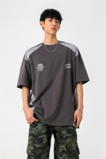 凉感双色拼接设计羽毛球球服大码M-5XL短袖T恤男DX78029P50控78，男装T恤，星座226-1