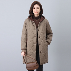 2024年冬季长款连帽加绒加厚休闲女棉衣棉服，女装棉衣/棉服，悦见她