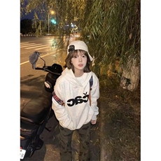 潮牌秋冬季连帽卫衣男女生情侣款简约休闲帽衫外套落肩款，女装短外套，星座506A