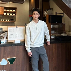 气质流行文艺ins新款简约日系亨利领双排拉链卫衣时尚潮流原宿，男装卫衣，星座506A