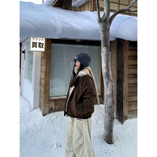 美式复古美拉德夹克男女2025秋冬季加绒加厚羊羔绒棉服外套，男装夹克，星座506A