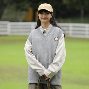 外27-2GANYOU日系四色基础V领无袖针织衫M18-P65图片