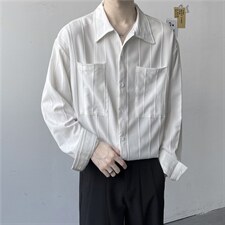 轻熟风高级感垂感褶皱长袖衬衫男韩版衬衣CS0769-P45，男装衬衫，星座308B-2