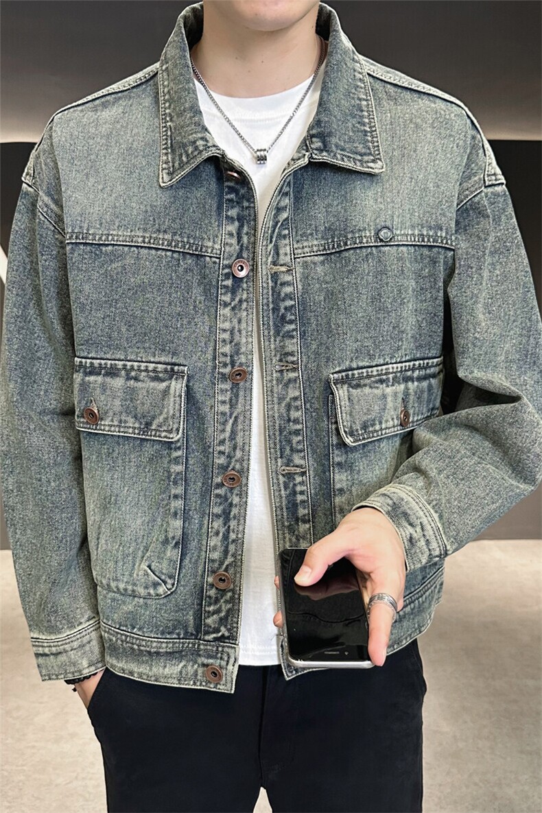 B317-JK813-P135男装夹克2025春季新款复古水洗牛仔外套,男装工装外套,电商B317