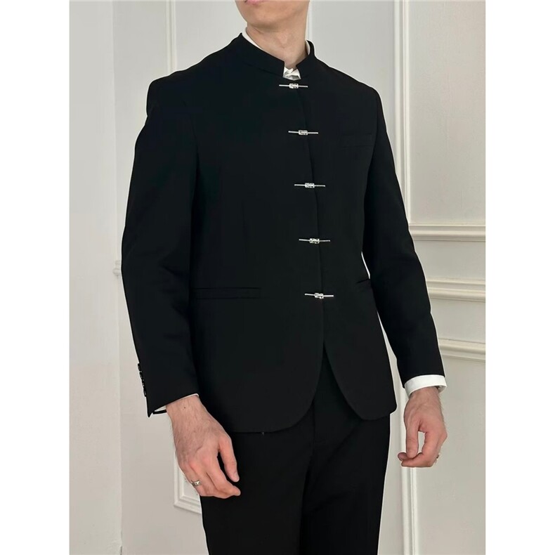 风秋男立领西装新中式西服金属排扣外套大码S-5XLJaK14P65,男装西服套装,星座1013-1