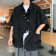 衬衫男士韩版潮流短袖刺绣高街百搭夏季2024新款ins外套CY776-P41，男装衬衫，星座412-2
