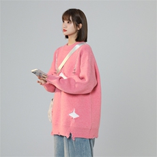 M8177/P80星星毛衣美式高街星星毛衣男宽松潮慵懒?设计感针织，女装针织衫/毛衣，电商A141