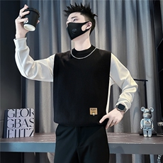 假两件高级感毛衣男拼接针织衫社会小伙店主风301C-M35A-P88控118，男装针织衫/毛衣，星座301C（原B323）