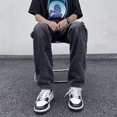 美式vibe裤子高街水洗牛仔裤男设计感小众拉链裤K766P40，男装牛仔裤，星座1116-2