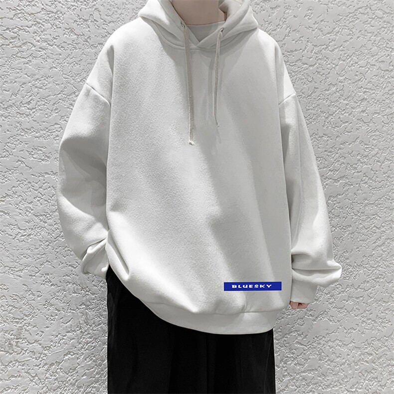 WY2202-P35 加绒款-P40 纯棉连帽卫衣男大码运动帽衫宽松薄外套男图片