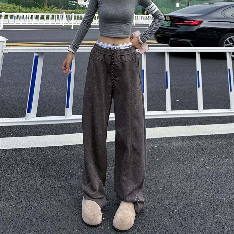 现货5千-KZ117-S-3XL-P45重磅350克割破撞色扎染美式弯刀宽松卫裤，男装休闲裤，星座1811B