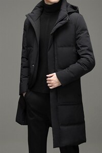 冬季中年休闲羽绒服连帽可脱卸男长款加厚冬装外套HM2198-P340，男装羽绒服，电商B212（原钱塘6029）
