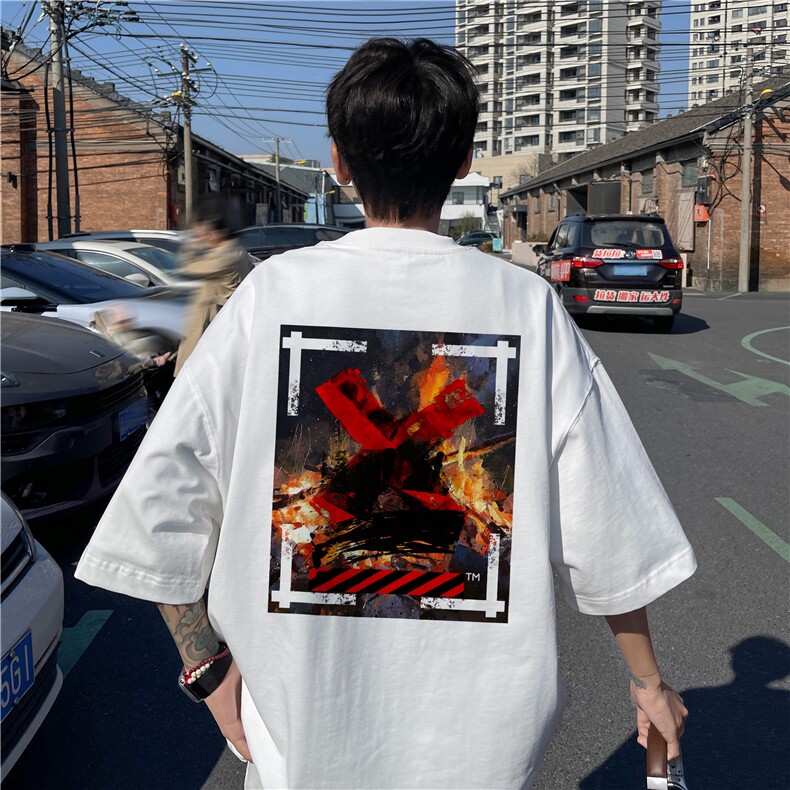 抖音得物直播品质夏季新款潮流印花短袖dcm308-特批20控38,男装T恤,星座605(原A050)