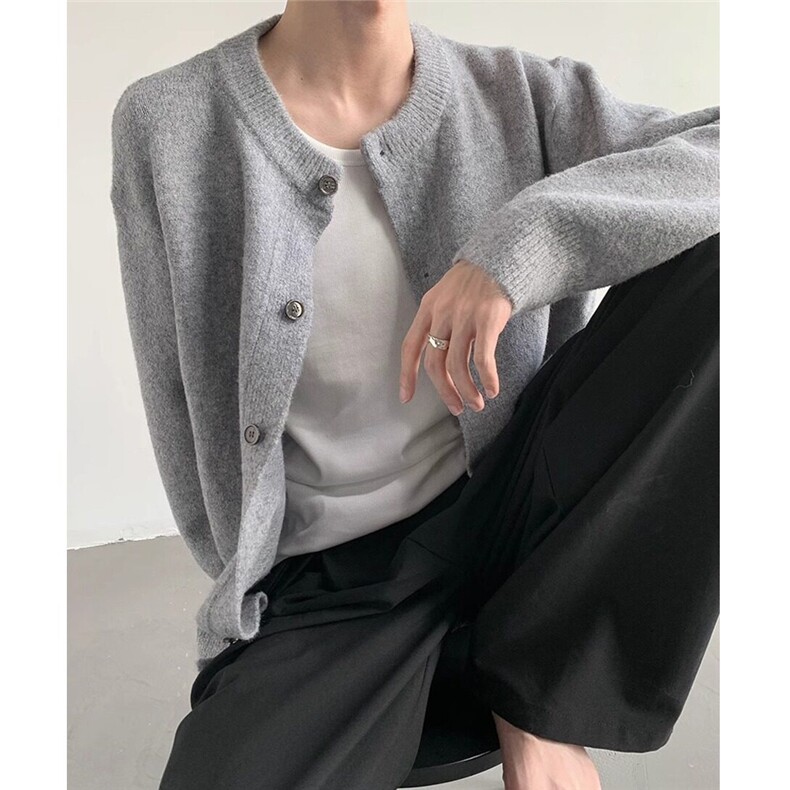 【有货】D2383-P58松弛感圆领开衫毛衣慵懒风软糯毛衣外套冬,男装针织衫/毛衣,星座603-2