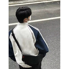 W10206-P55网图现货春秋山系潮牌条纹拼接休闲外套高街撞色夹克，男装夹克，星座1608